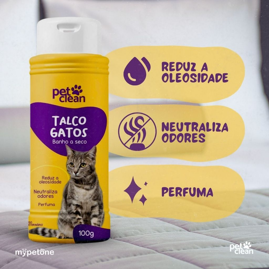 Talco Para Gatos Banho a Seco Pet Clean - 100g