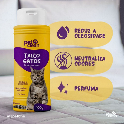 Talco Para Gatos Banho a Seco Pet Clean - 100g