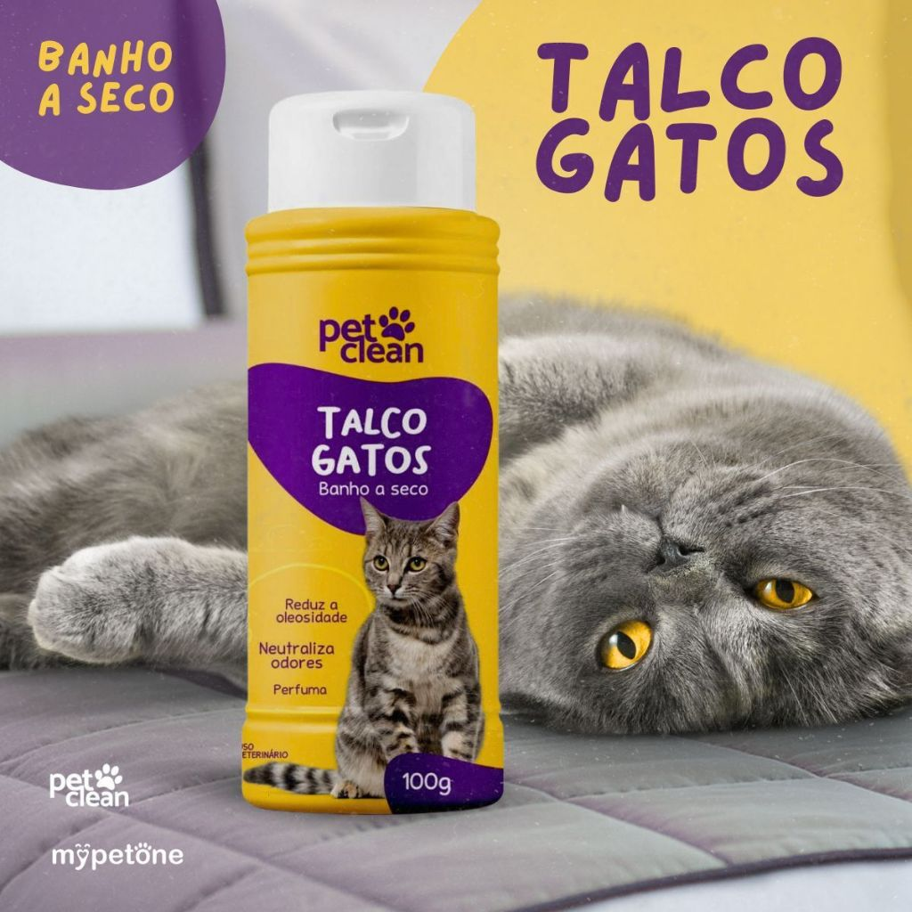 Talco Para Gatos Banho a Seco Pet Clean - 100g
