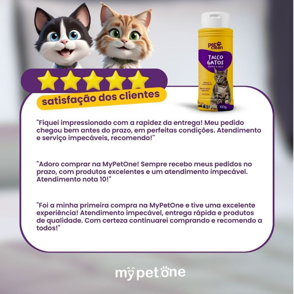 Talco Para Gatos Banho a Seco Pet Clean - 100g