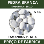 Pedra Seixo Branco Natural para Decoração – Caminhos, Canteiros e Vasos • Dolomita Premium