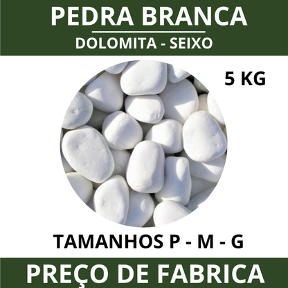Pedra Seixo Branco Natural para Decoração – Caminhos, Canteiros e Vasos • Dolomita Premium