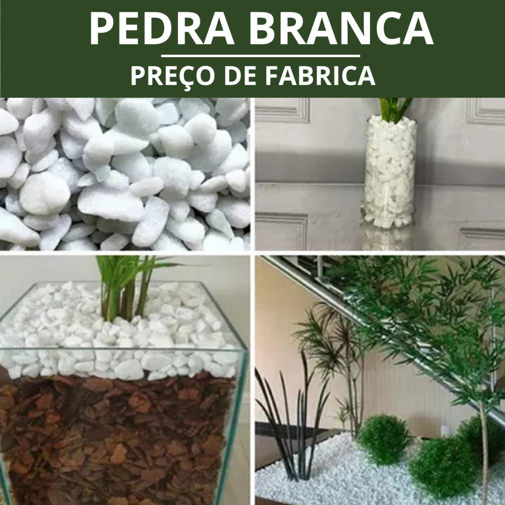 Pedra Seixo Branco Natural para Decoração – Caminhos, Canteiros e Vasos • Dolomita Premium