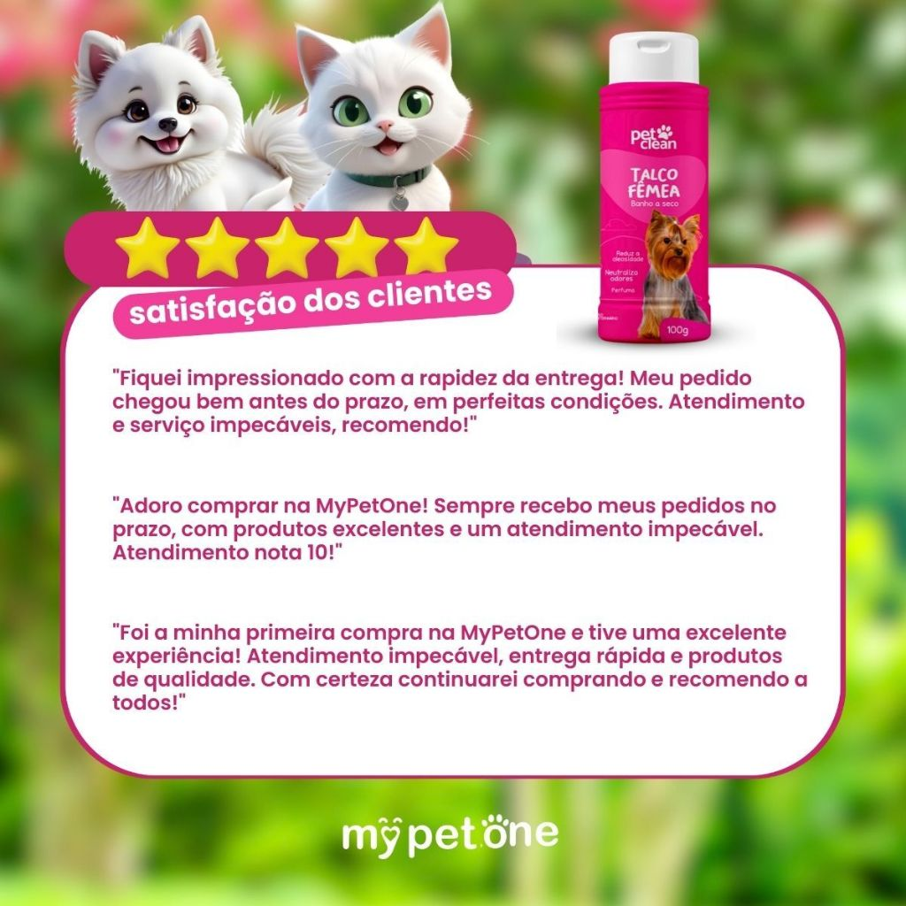 Talco Banho a Seco P/ Cães e Gatos Pet Clean 100g - Fêmea