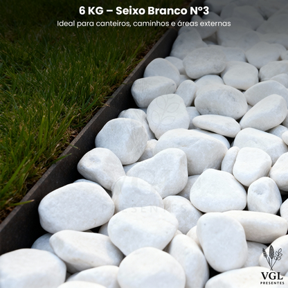 Pedra Para Vasos de Plantas Seixo Branco Dolomita Natural Premium Decoração Canteiros e Jardins