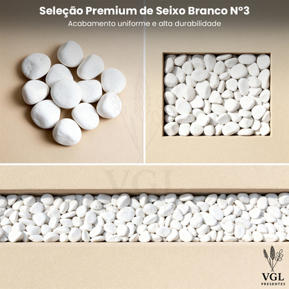 Pedra Para Vasos de Plantas Seixo Branco Dolomita Natural Premium Decoração Canteiros e Jardins