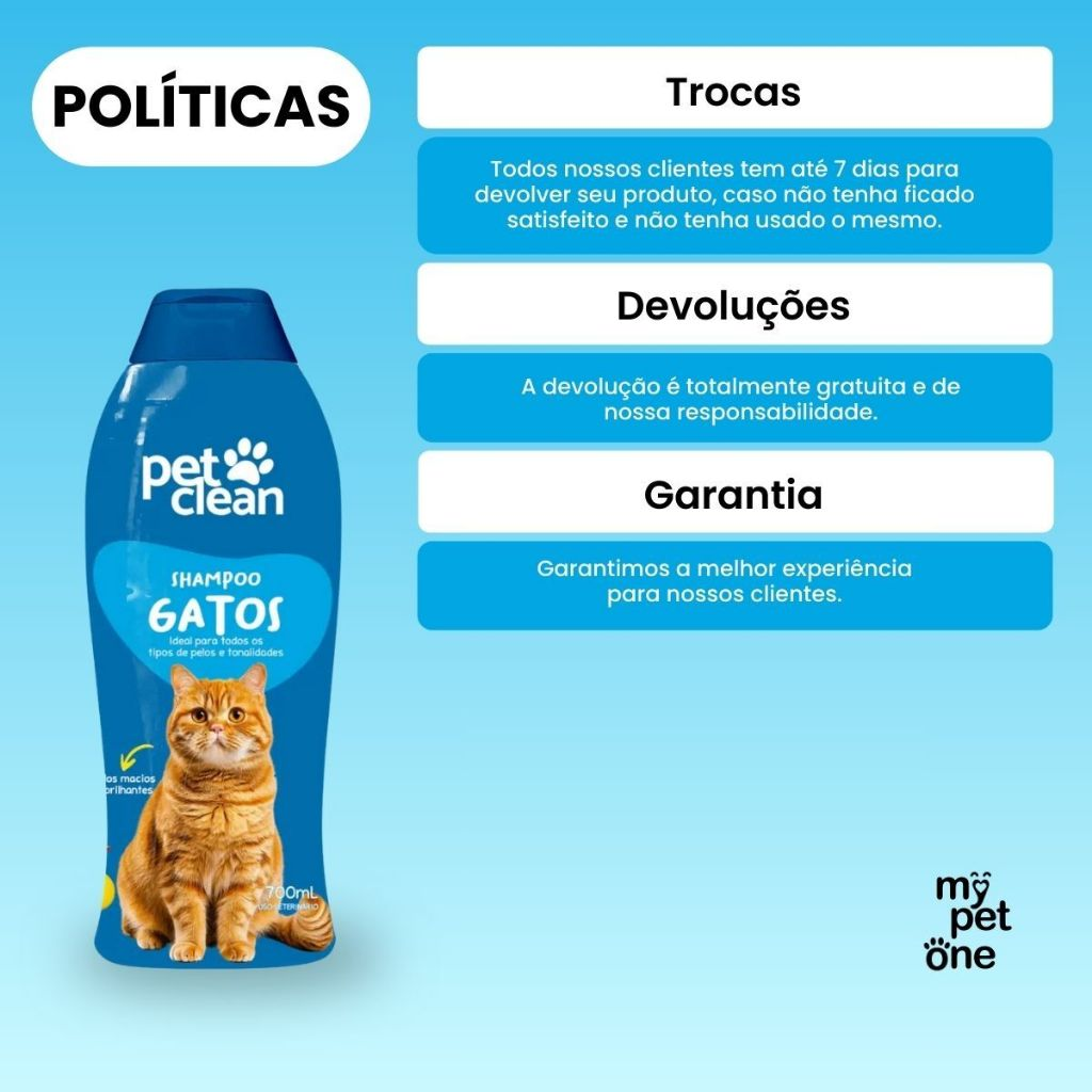 Shampoo e Condicionador 2 em 1 para Gatos 700ml - Pet Clean