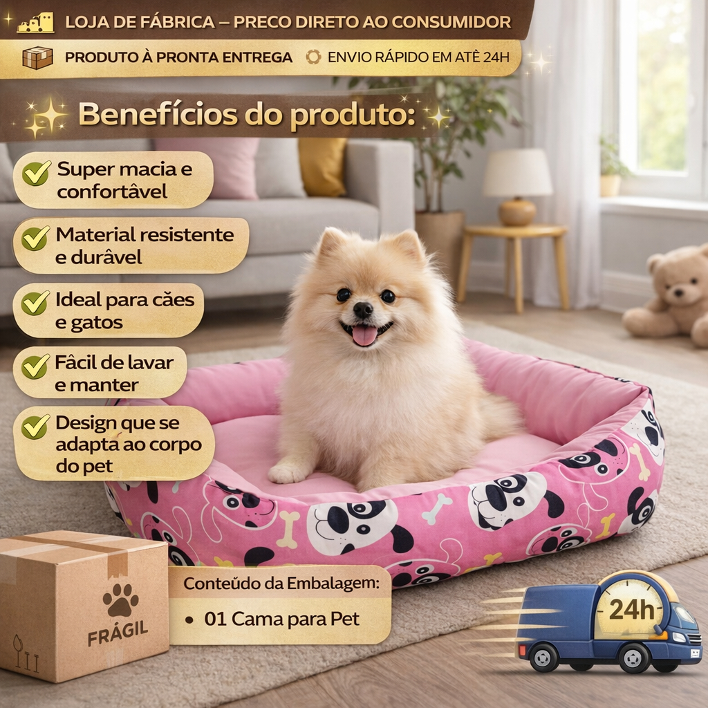 Caminha Pet Premium Super Confortável – Ideal para Cães e Gatos, Macia, Durável e Lavável