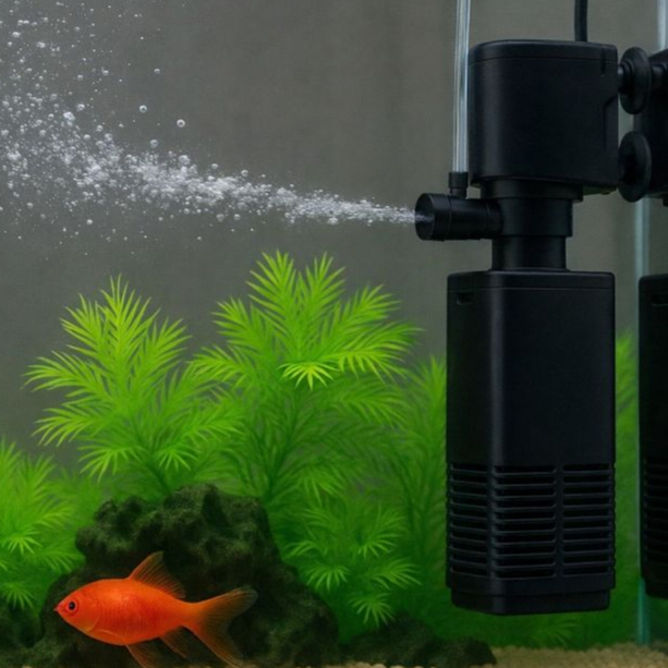 Filtro Interno Submerso Com Bomba Aerador De Oxigenio 400L/H Aquaverso Para Aquários Até 40L