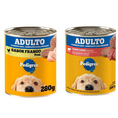 Pedigree Lata Patê Sabores Carne E Frango 280 Gr Kit 02/04 Und Ou Mix