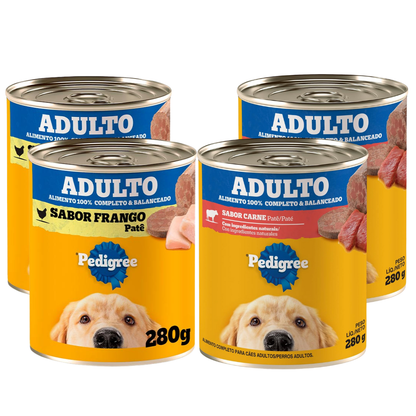 Pedigree Lata Patê Sabores Carne E Frango 280 Gr Kit 02/04 Und Ou Mix