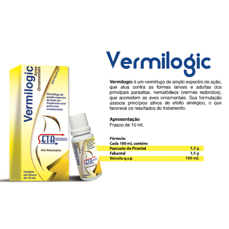 SETA VERMILOGIC AVES ORNAMENTAIS SUPLEMENTO VITAMINICO 10ml