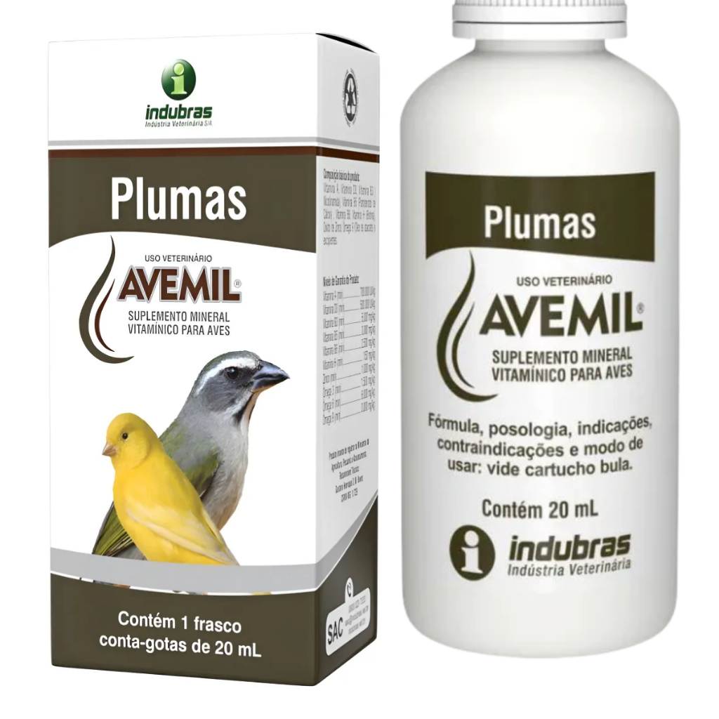 vitaminas suplemento aves passaros avemil reprodução calcio mineral penas ferro 20 ml plumas muda