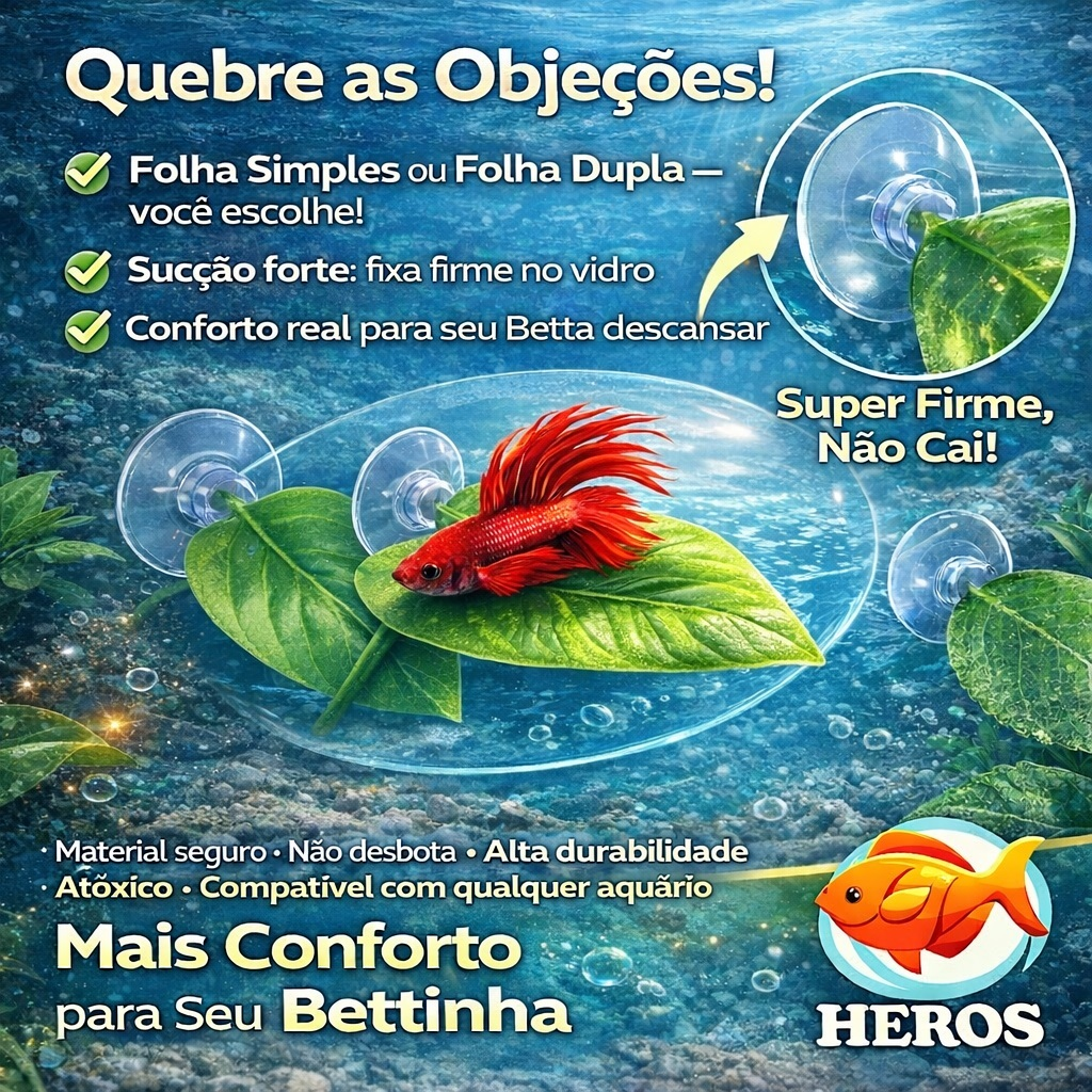 Folha de Descanso para Peixe Betta – Antiestresse, Atóxica, Conforto e Bem-Estar no Aquário
