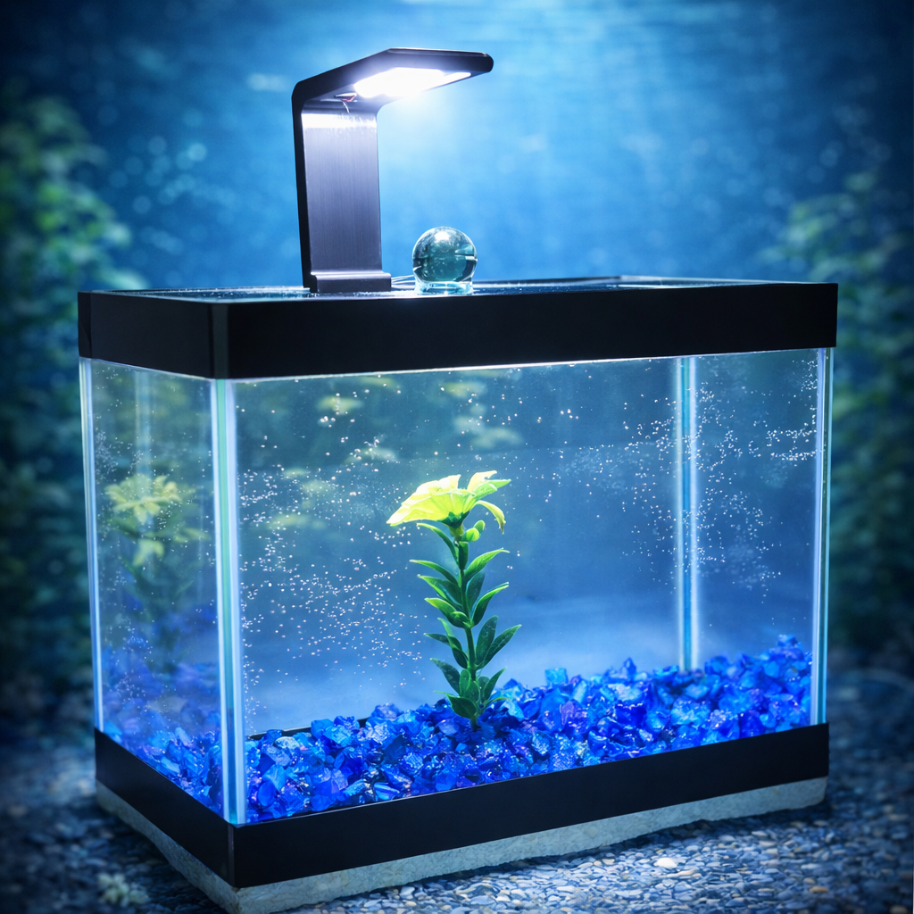 Aquário Completo Beteira - Aquário + Luminária + Decorações + Aquecedor + Ração e Anticloro