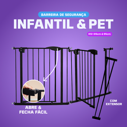 Portão Pet Grade Para Cães Crianças Proteção Para Bebês Acompanha Extensor 75C-85Cm E 85-95Cm