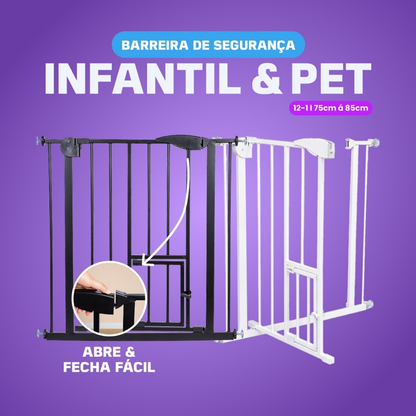 Portão Pet Grade Para Cães Crianças Proteção Para Bebês Acompanha Extensor 75C-85Cm E 85-95Cm