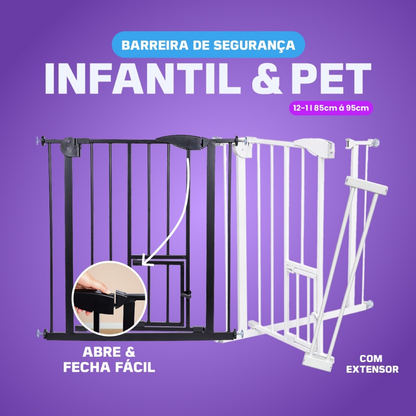 Portão Pet Grade Para Cães Crianças Proteção Para Bebês Acompanha Extensor 75C-85Cm E 85-95Cm