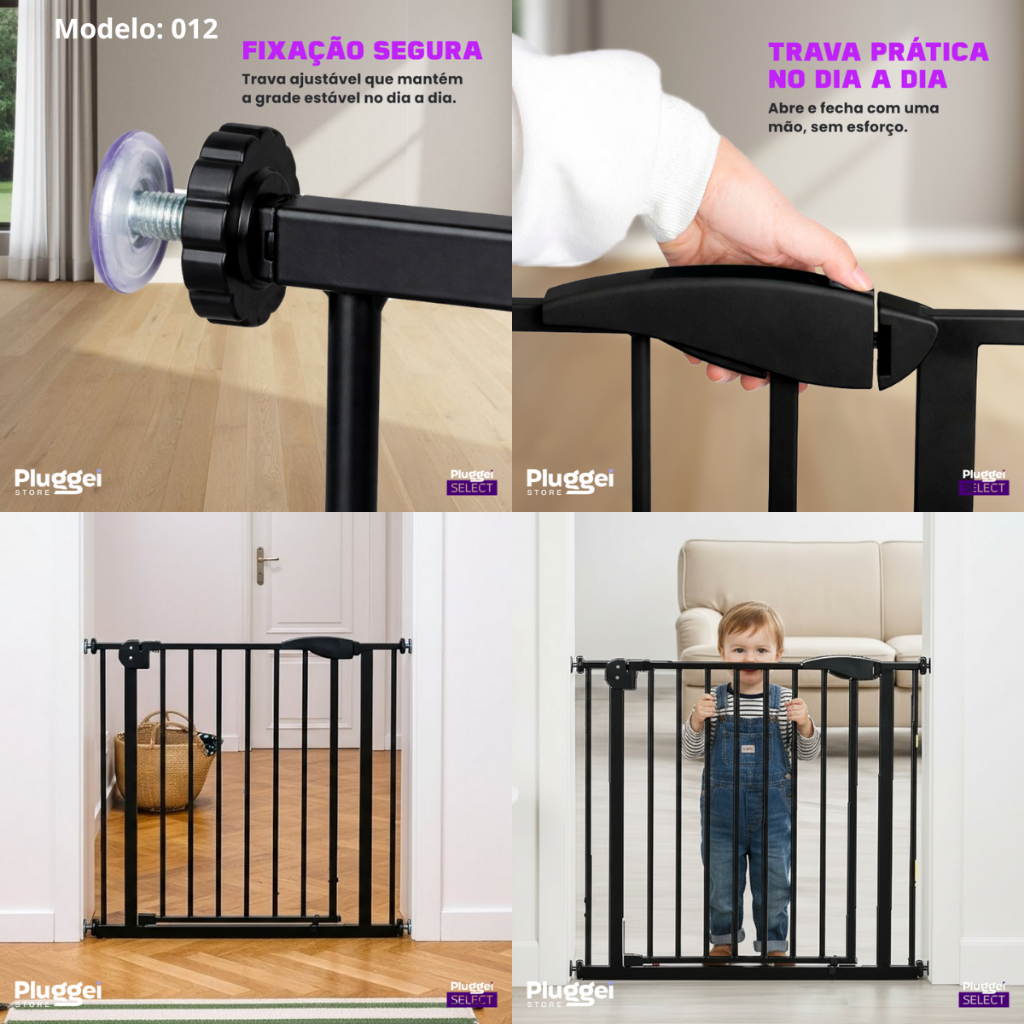 Portão Pet Grade Para Cães Crianças Proteção para Bebês Acompanha Extensor 75c-85Cm e 85-95cm