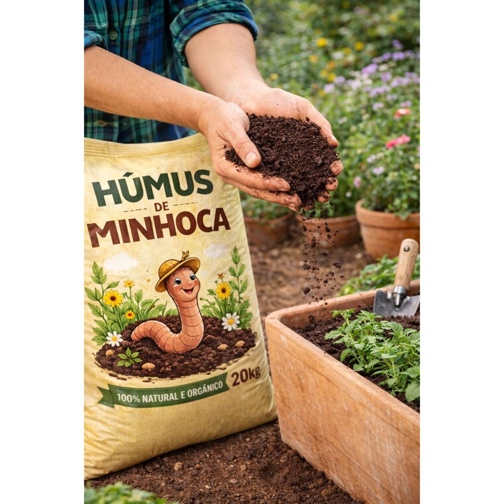 Húmus de Minhoca 2 Kg, 5Kg, 10Kg, 20Kg para Flores, Vasos, Hortas, Paisagismo e Jardinagem
