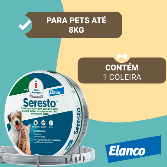 Coleira Seresto Antipulgas Para Cães E Gatos Até 8kg