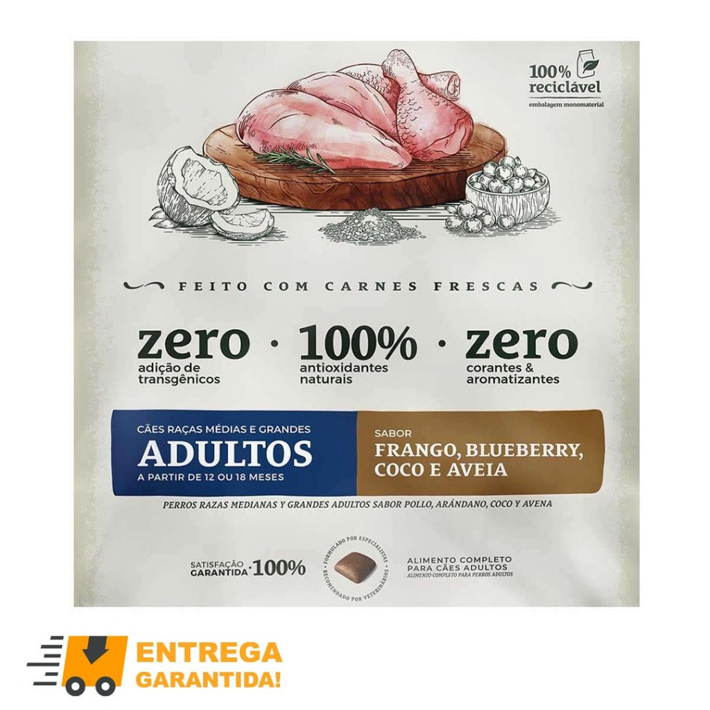 Ração Bionatural Prime para Cães Adultos de Raças Medias e Grandes Sabor Frango 20KG