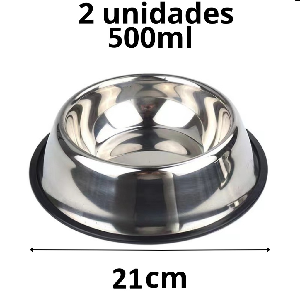 Kit Comedouro Pet Inox Comedouro Bebedouro Cachorro Gato Pet Pote Ração Vasilha Cachorro Gato Antiderrapante