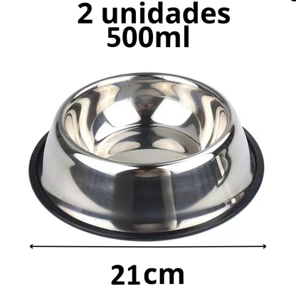 Kit Comedouro Pet Inox Comedouro Bebedouro Cachorro Gato Pet Pote Ração Vasilha Cachorro Gato Antiderrapante