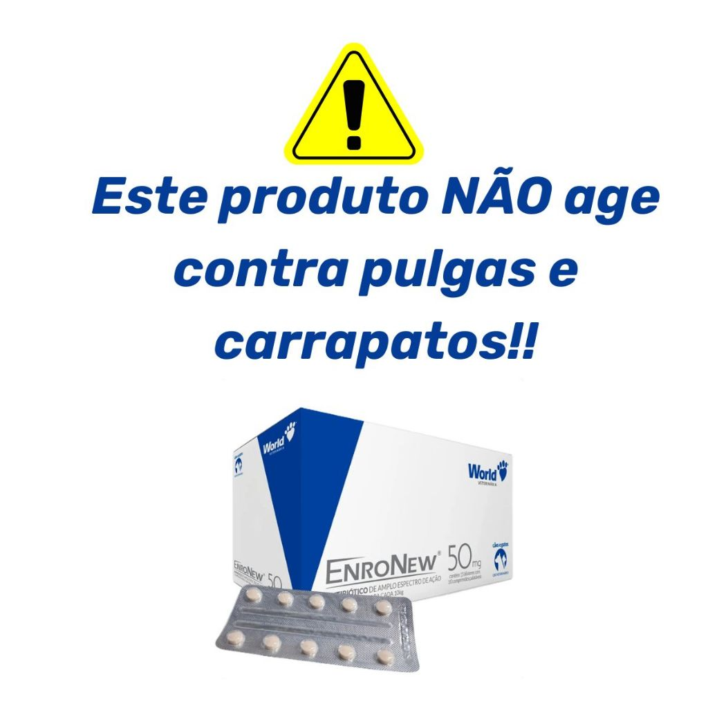 Enronew 50mg Para Cães E Gatos Com 10 Comprimidos - World