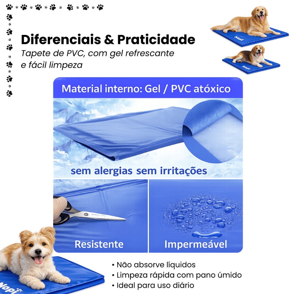 Tapete Gelado Refrescante Colchonete Térmico Cama Cachorro Gato Pet Animal Alta Resistência Lavável Antiderrapante
