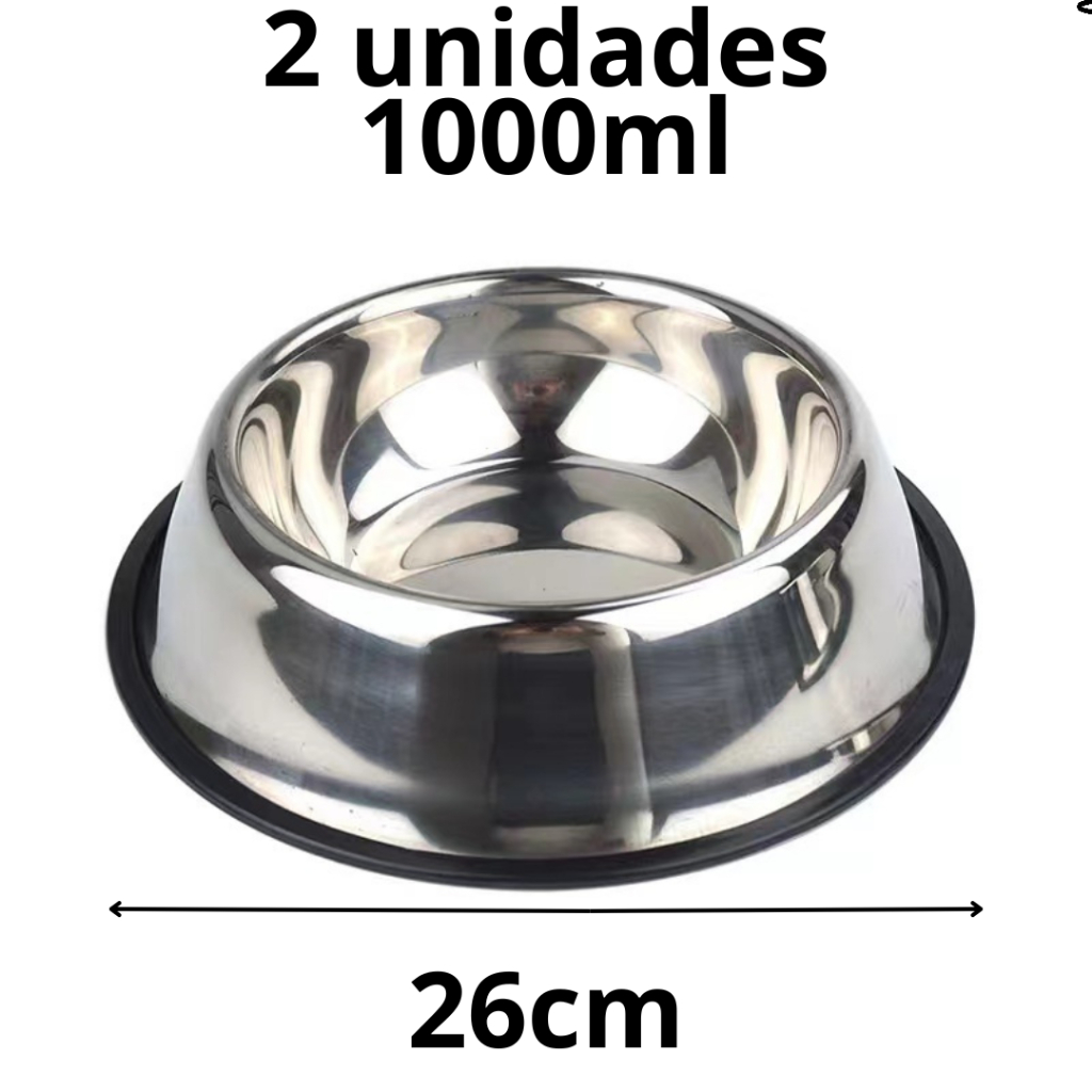 Kit Comedouro Pet Inox Comedouro Bebedouro Cachorro Gato Pet Pote Ração Vasilha Cachorro Gato Antiderrapante