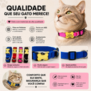 Coleira Gato com Nome e Telefone Gravado a Laser sem Plaquinha Ajustável Segura e Confortável