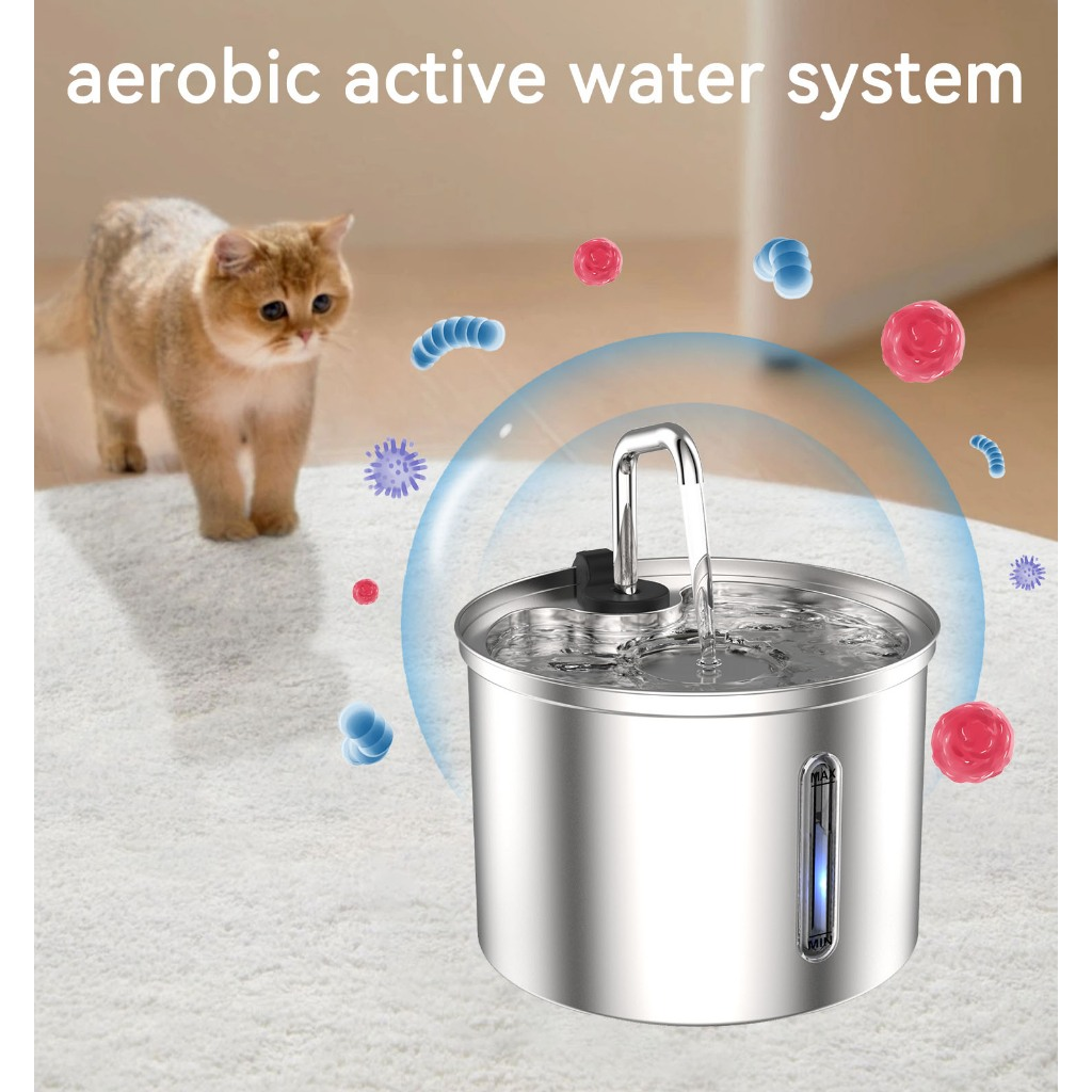 Aço Inoxidável Fonte para Gatos com Filtro 3L Dispensador de água para Cães Bebedouro Gato Automático Super Silencioso