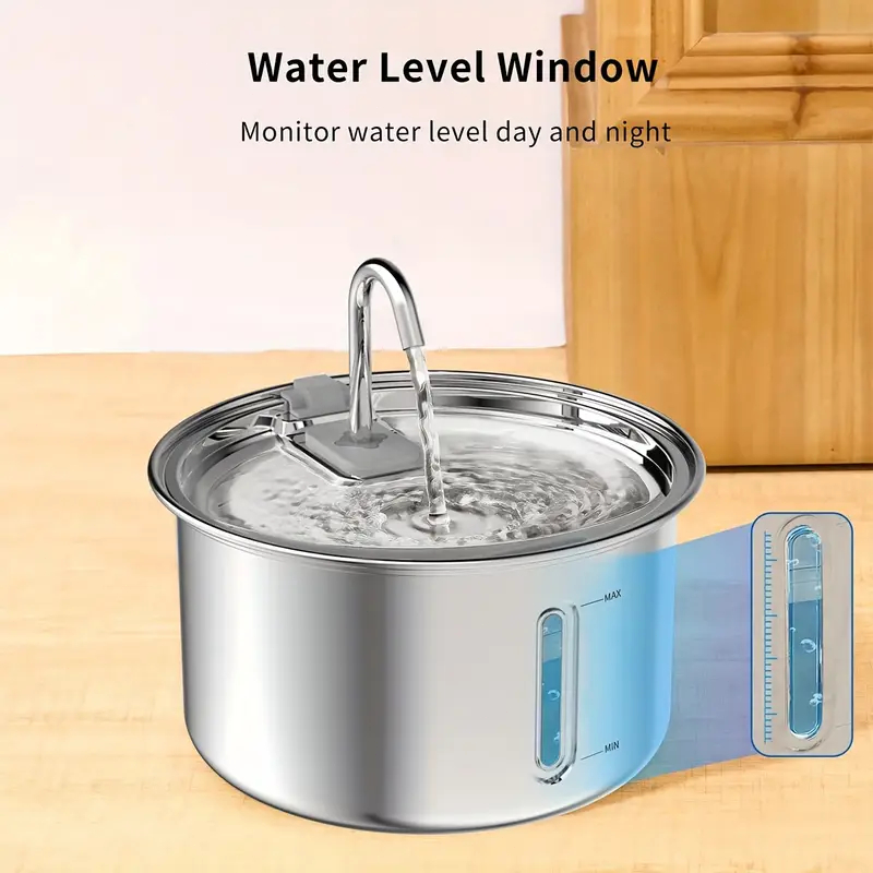 Aço Inoxidável Fonte para Gatos com Filtro 3L Dispensador de água para Cães Bebedouro Gato Automático Super Silencioso