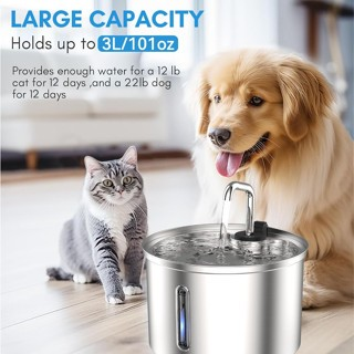 Aço Inoxidável Fonte para Gatos com Filtro 3L Dispensador de água para Cães Bebedouro Gato Automático Super Silencioso