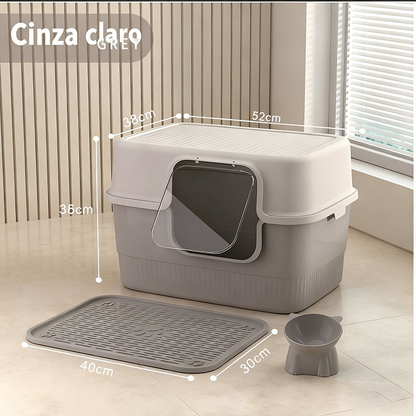MIW Caixa de Areia para Gatos Extra Grande Anti Espalhamento Modo Duplo Desmontável Ideal para Gatos Grandes