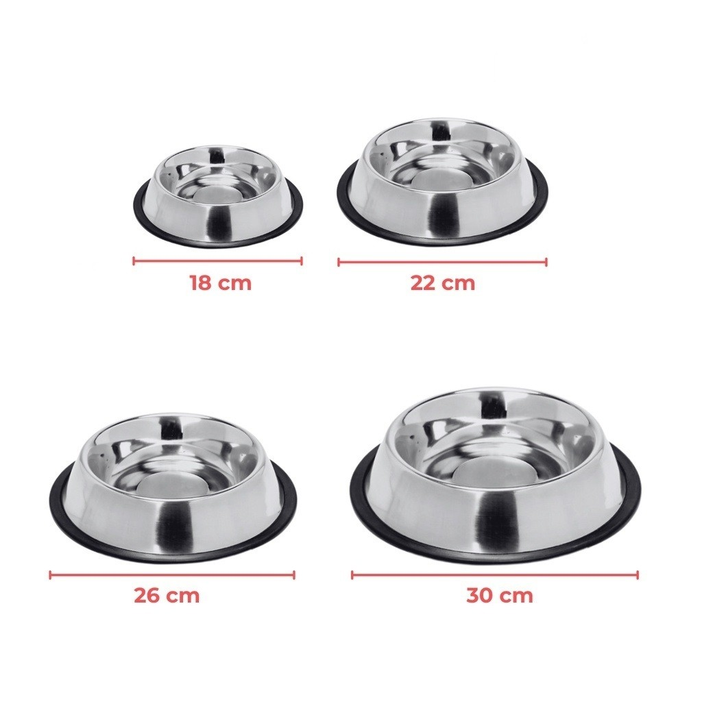 Comedouro e Bebedouro Inox Antiderrapante Para Cães e Gatos - Resistente e Ideal Para Pets de Todos os Potes - WYL