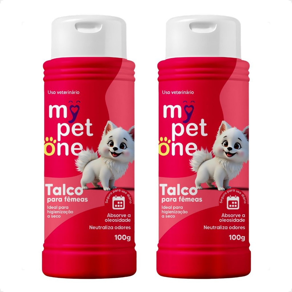 Kit 2 Talco Higiênico Perfumado Para Cães Fêmea Mypetone - 100g