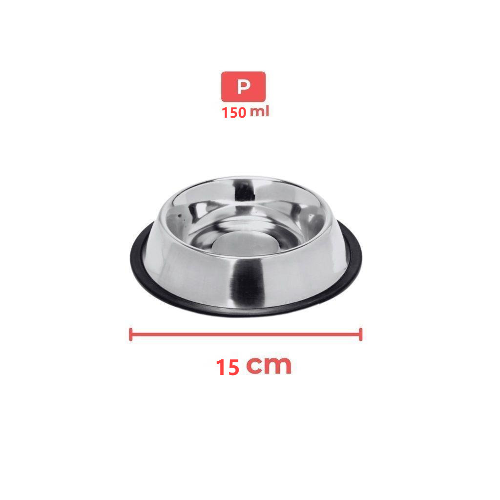 Comedouro E Bebedouro Inox Antiderrapante Para Cães E Gatos - Resistente E Ideal Para Pets De Todos Os Potes - Wyl