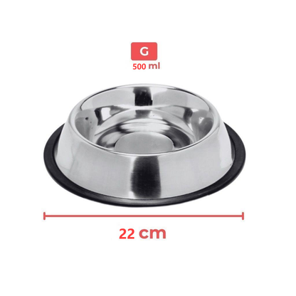 Comedouro E Bebedouro Inox Antiderrapante Para Cães E Gatos - Resistente E Ideal Para Pets De Todos Os Potes - Wyl