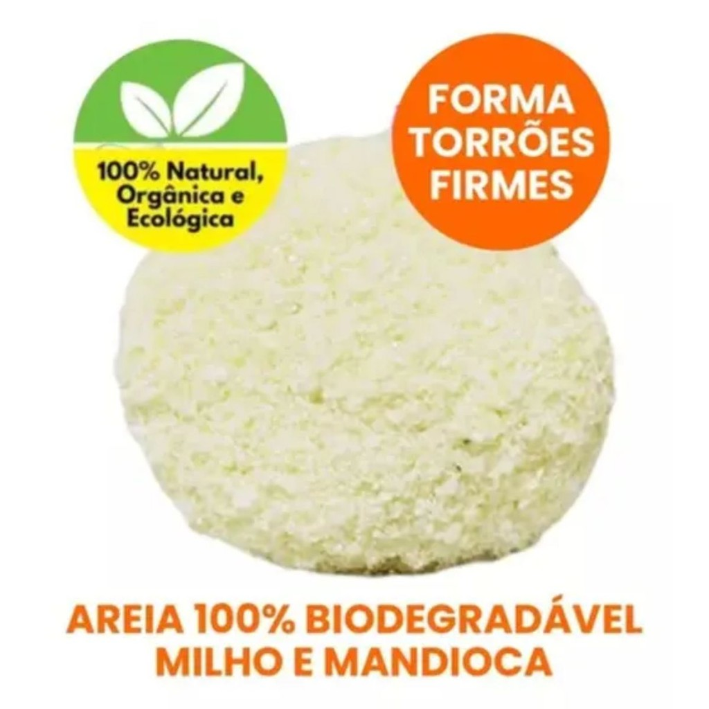 Areia Biodegradável Fina Milho e Mandioca 2Kg - 100% Natural