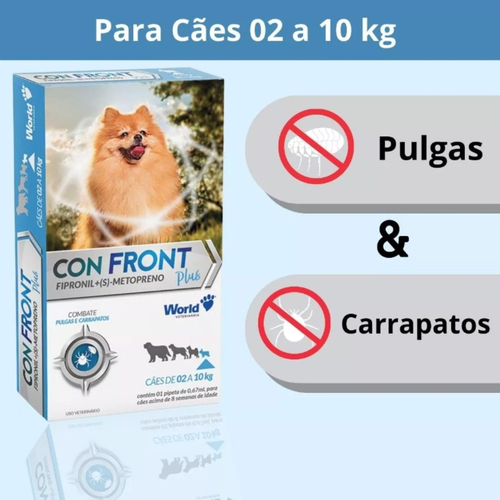 02 Confront Plus 2 a 10kg Antipulgas Pipeta Fipronil Cães