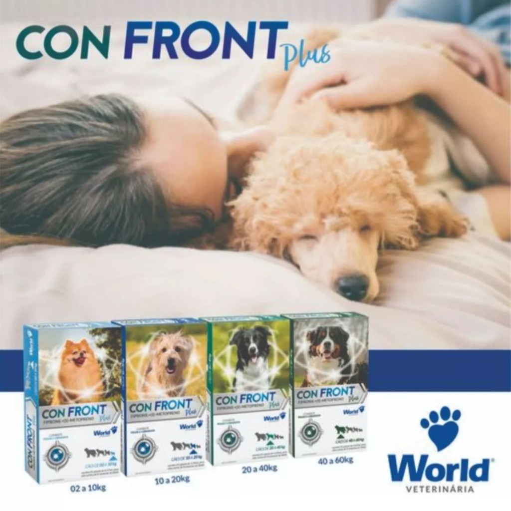 02 Confront Plus 2 a 10kg Antipulgas Pipeta Fipronil Cães