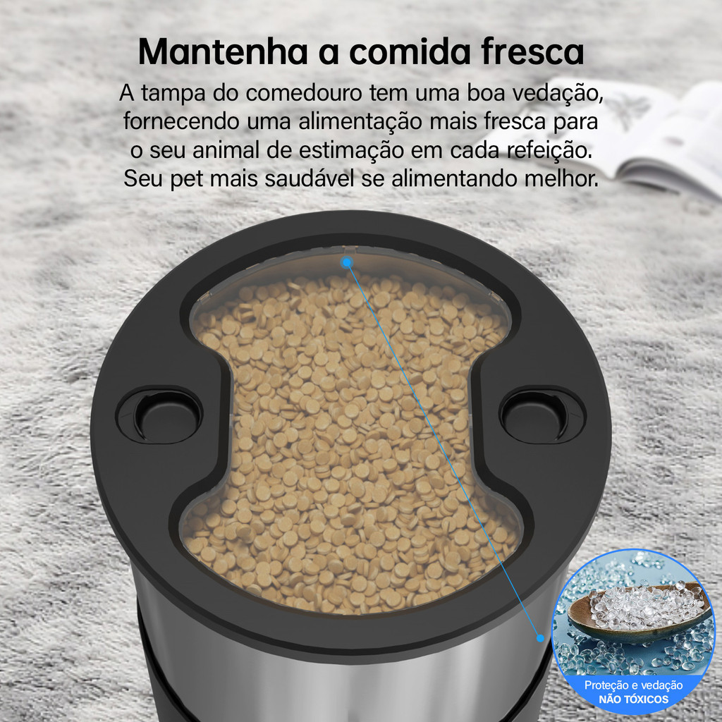 5l Alimentador Comedouro Automático Cães Gatos Pet Programável -Bivolt