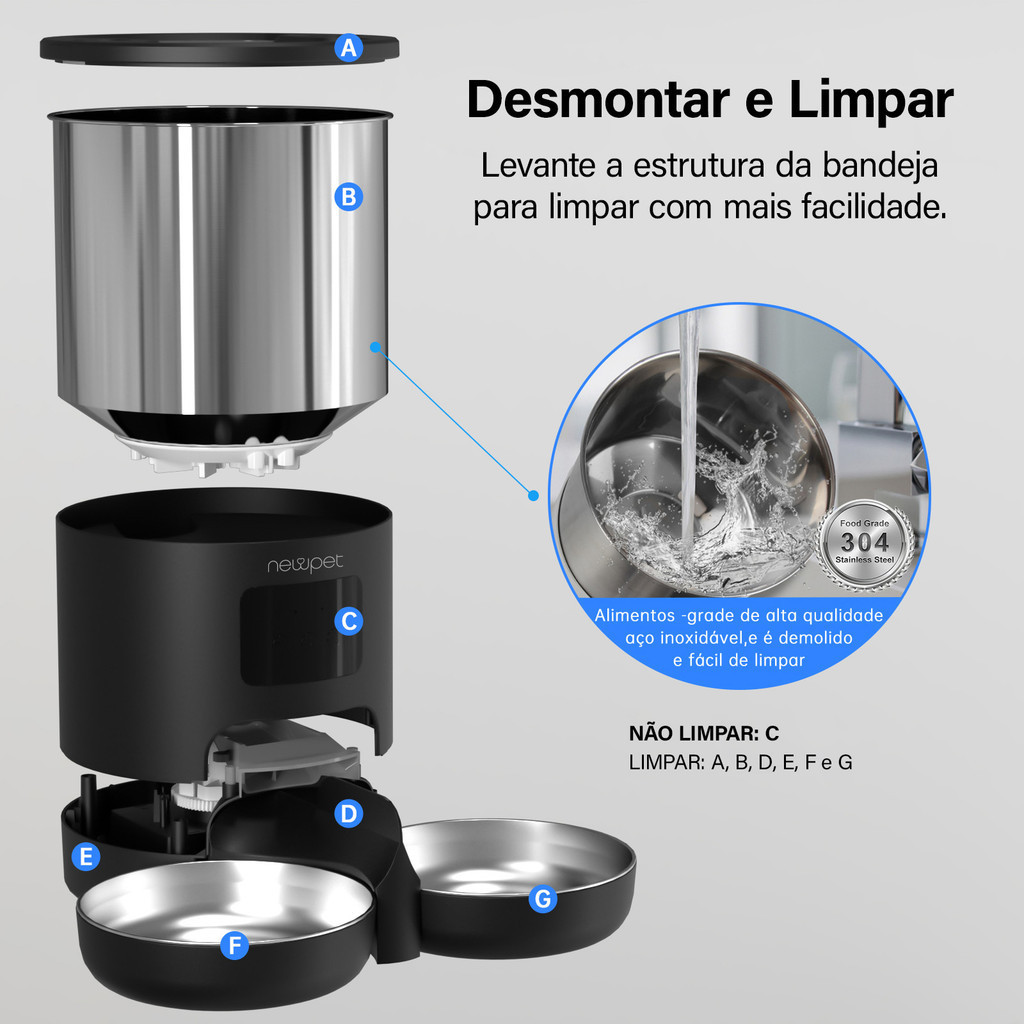 5l Alimentador Comedouro Automático Cães Gatos Pet Programável -Bivolt