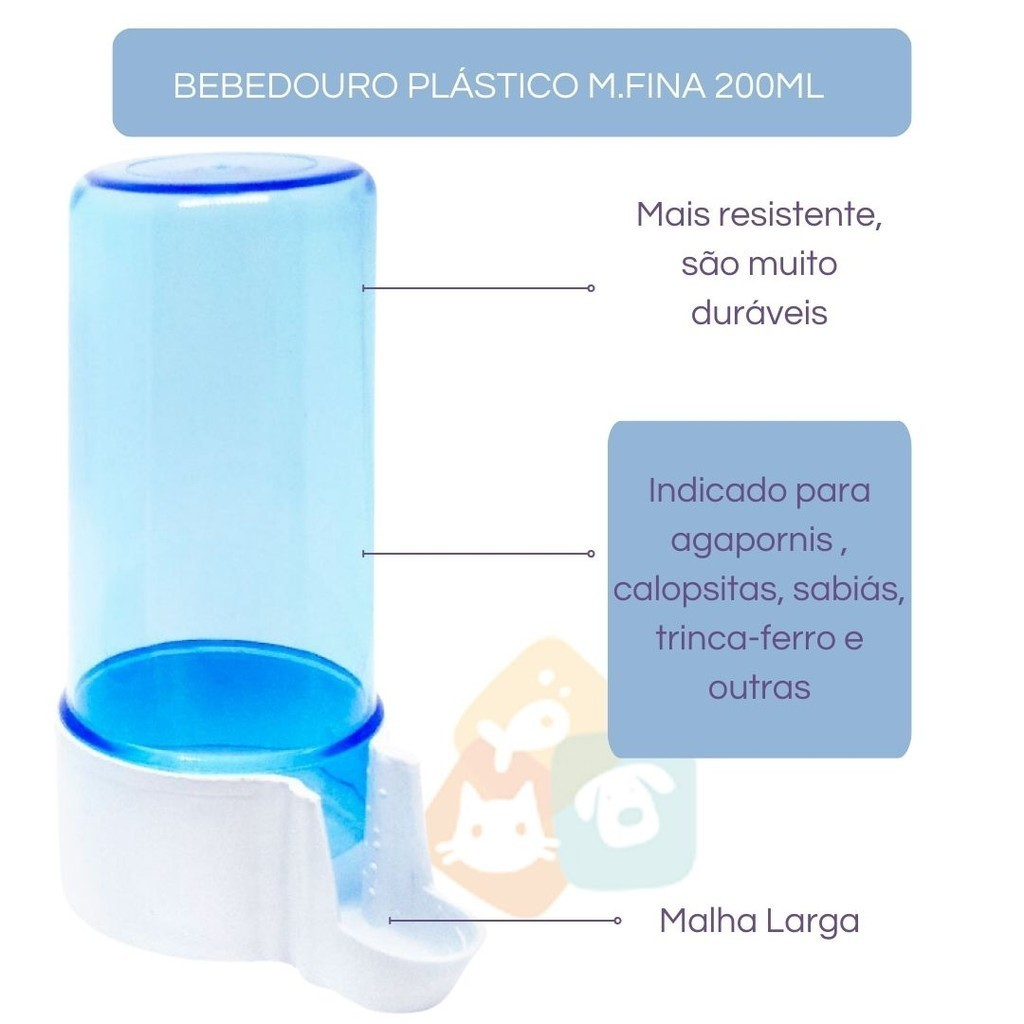 Kit Comedouro automático de sementes 220ml + Bebedouro Automático 200ml - Aves e Calopsitas