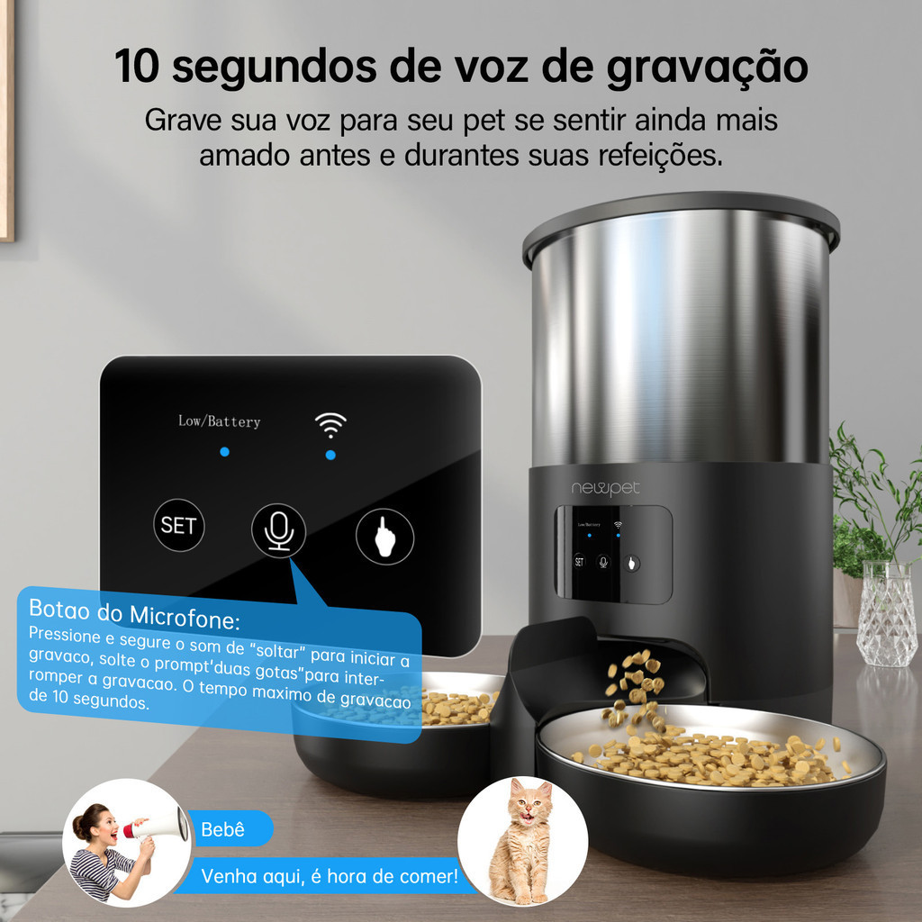 5l Alimentador Comedouro Automático Cães Gatos Pet Programável -Bivolt