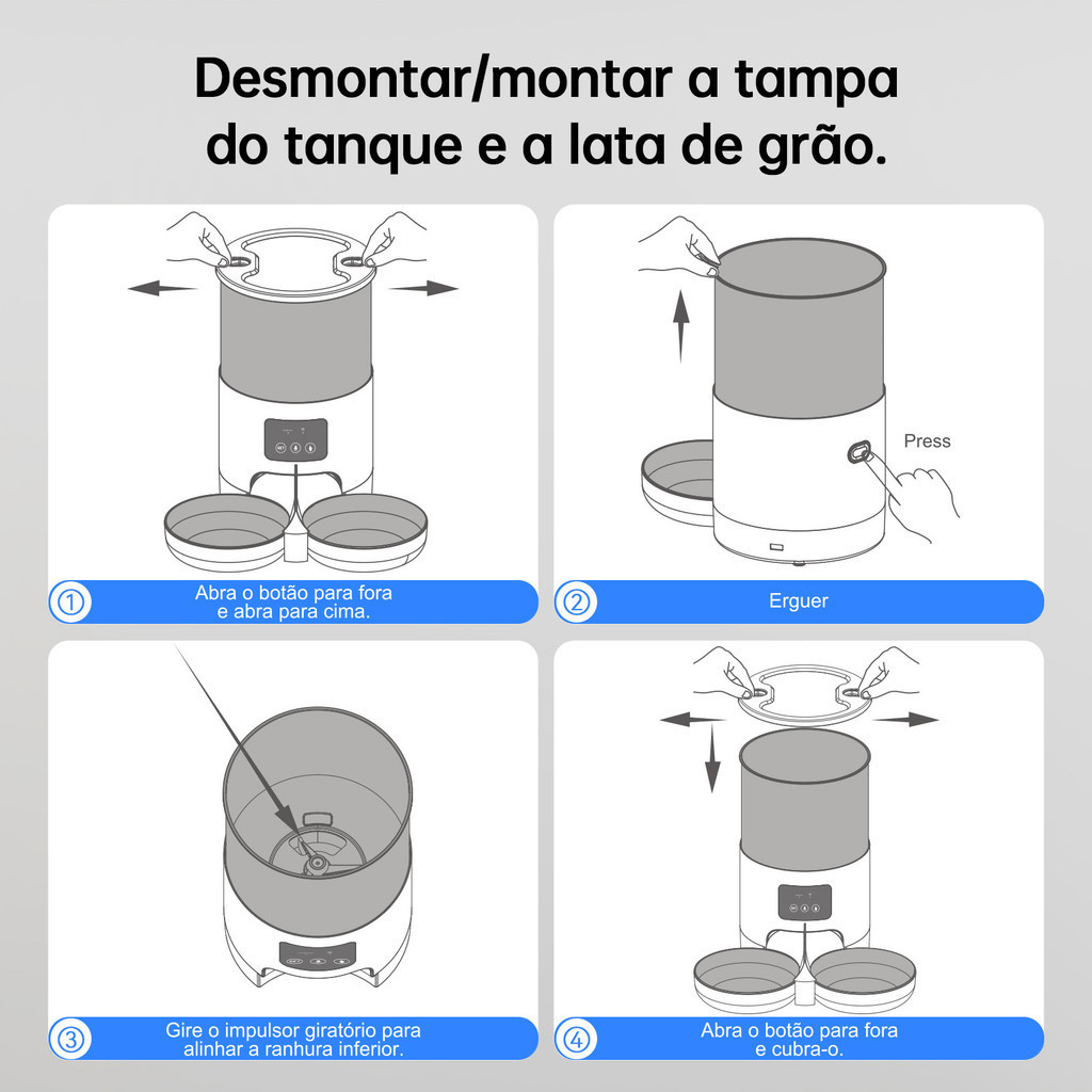 5l Alimentador Comedouro Automático Cães Gatos Pet Programável -Bivolt