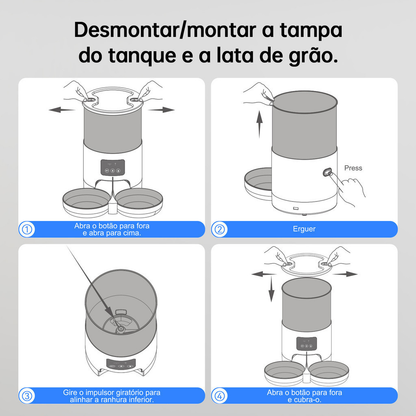 5l Alimentador Comedouro Automático Cães Gatos Pet Programável -Bivolt