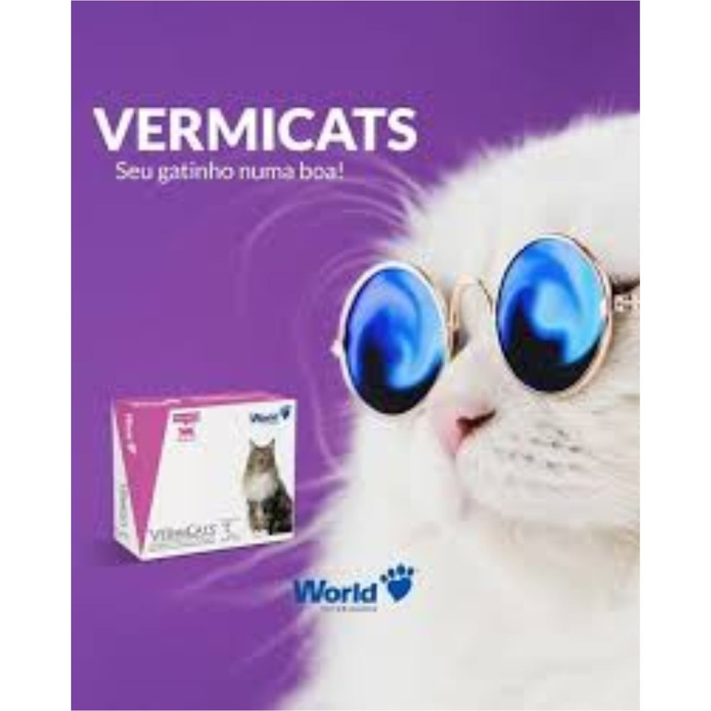 Vermicats 600MG 4 Comprimidos Vermífugo Para Gatos Felinos